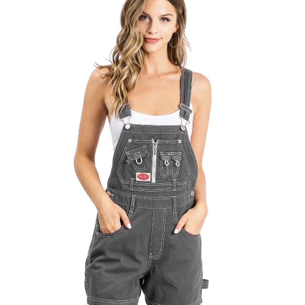 Revo Charcoal Denim Overalls